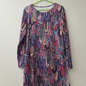 Colorful Long Sleeve Patterned Dress